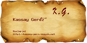 Kassay Gerő névjegykártya